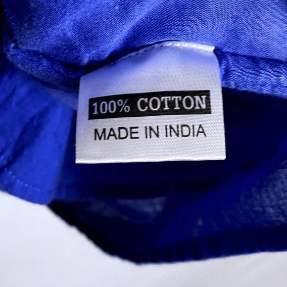 Olivia James Medium Mini Dress 100% Cotton Blue Western Boho Peasant Ruffle Bow - Picture 5 of 5